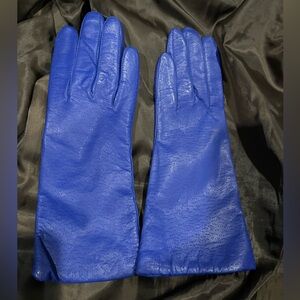 Royal Blue Genuine Leather Gloves Sz 7